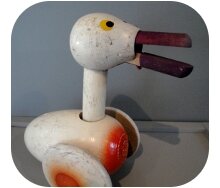 Vintage toys, wooden duck